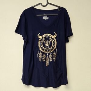No Boundaries Western Dreamcatcher T-shirt Navy Blue XL